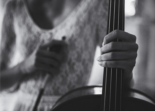 Artwork- break for the cello-20X16inches-In Black Floating Frame