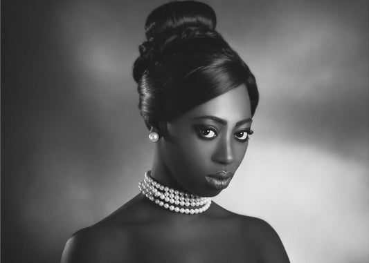 Artwork- The white pearls-20X16inches-In Black Floating Frame