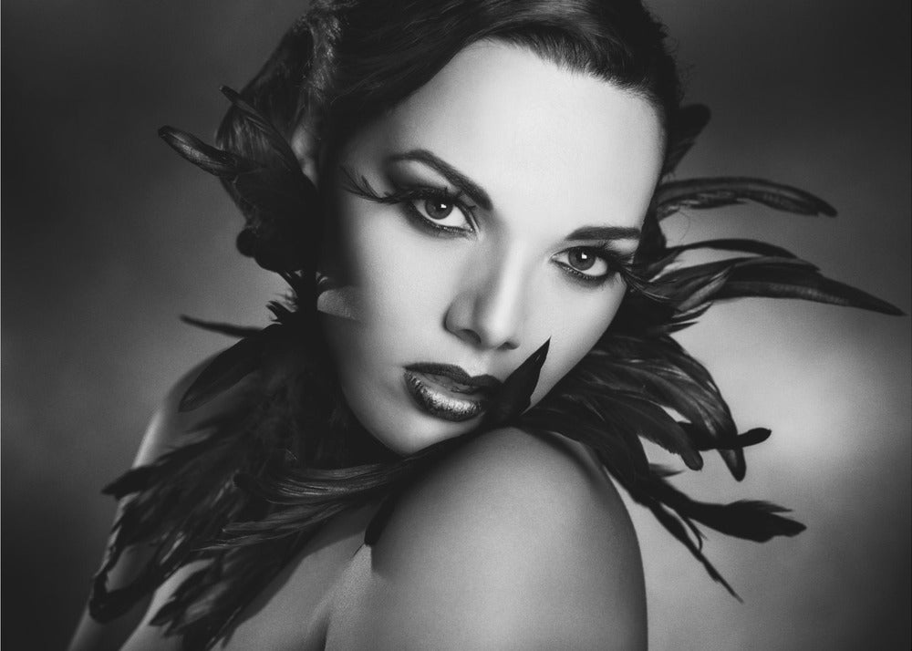 Artwork- The black feathers-20X16inches-In Black Floating Frame