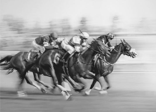 Artwork- Horse Racing @ Queen's Plate-20X16inches-In Black Floating Frame