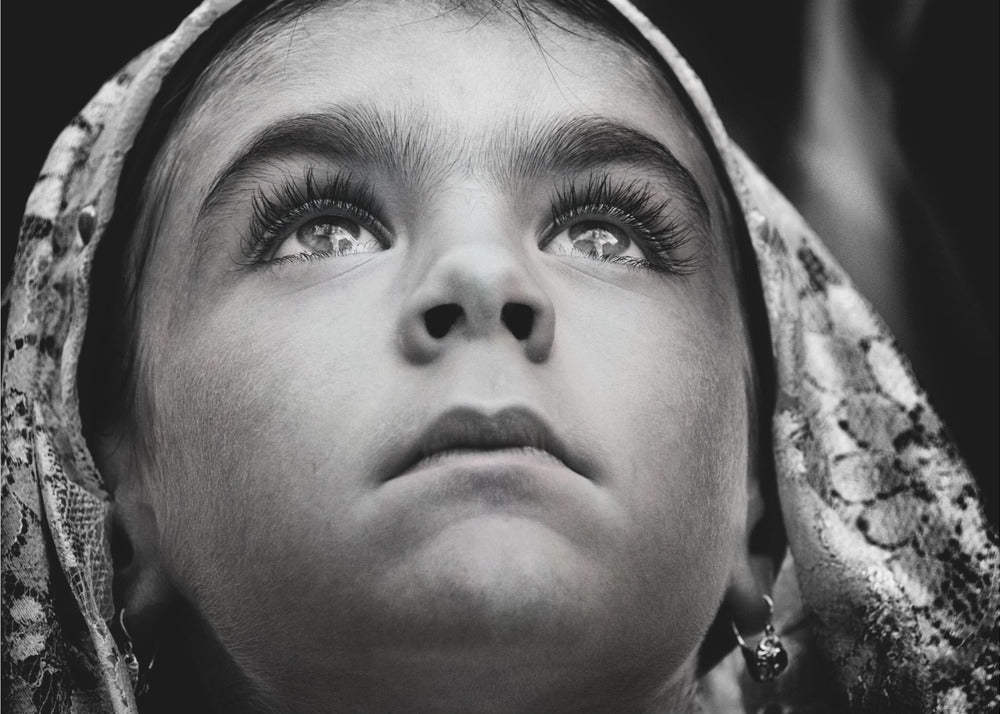 Artwork- Girl with Sardinian traditional veil-20X16inches-In Black Floating Frame