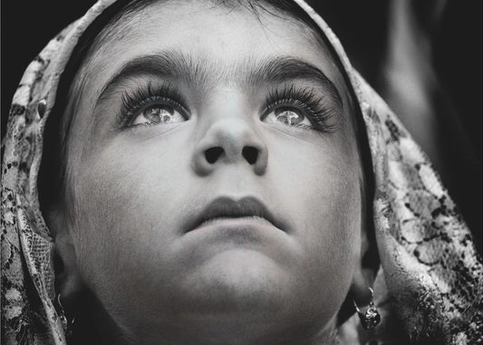 Artwork- Girl with Sardinian traditional veil-20X16inches-In Black Floating Frame