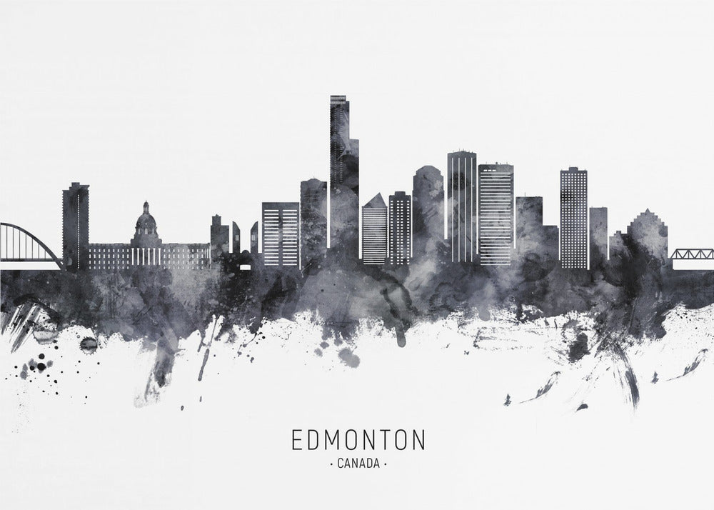 Wall art Edmonton Canada Skyline-48X36inches-Gallery Wrapped (Ready to Hang)