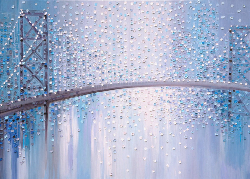 Bridge In the Mist Wall Artwork In Black Floating Frame