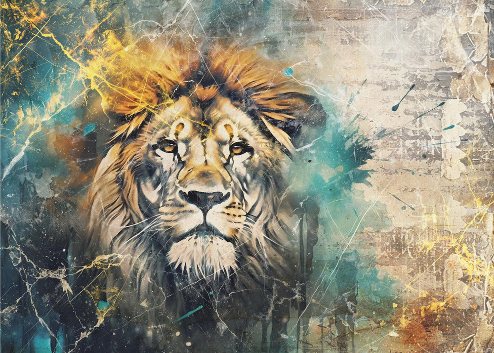 Artwork Lion Animal Vintage Art Illustration Wallart 0748X36inches- Unframed