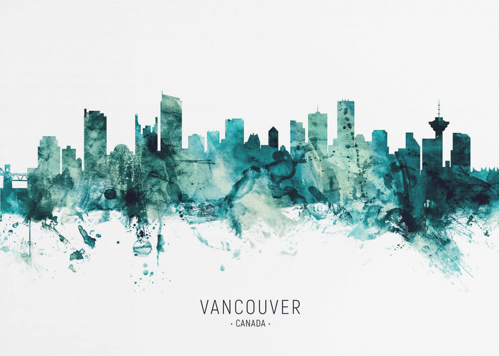 Wall art Vancouver Canada Skyline-48X36inches-Gallery Wrapped (Ready to Hang)
