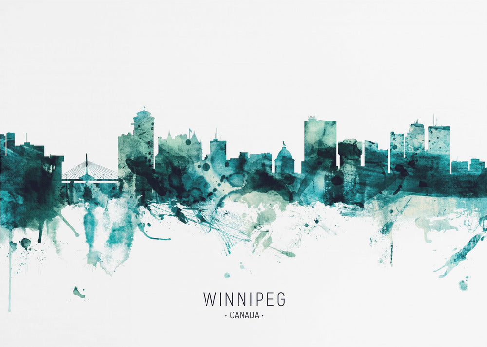 Wall art Winnipeg Canada Skyline-48X36inches-Gallery Wrapped (Ready to Hang)