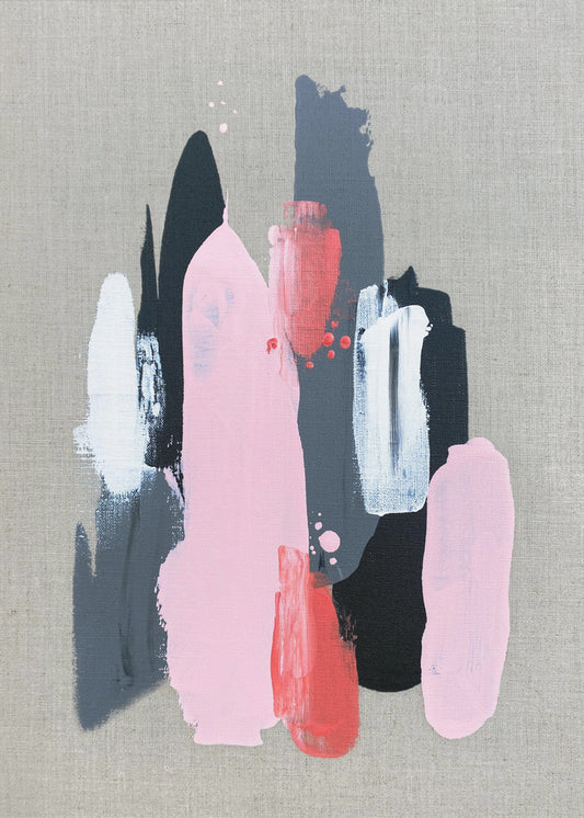 Pink Black and Grey 1 Wall Artwork In Black Floating Frame