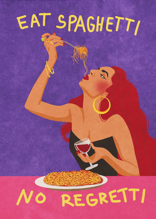 Eat spaghetti no regretti Wall Artwork In Black Floating Frame