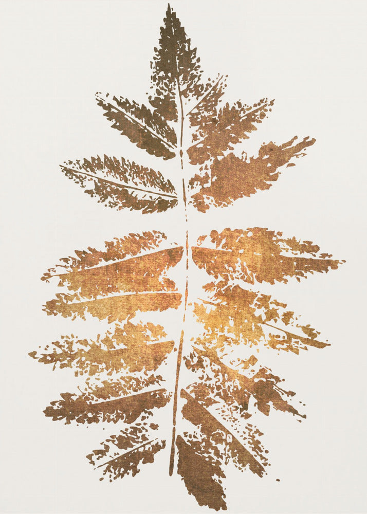 Artwork- Oak Leaf Print (gold)-16X20inches-In Black Floating Frame