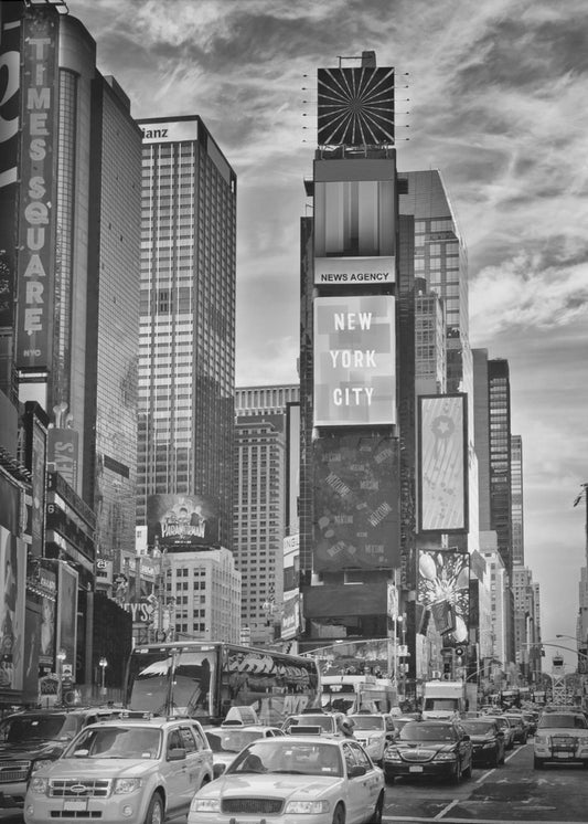 NEW YORK CITY Times Square - Monochrome Wall Artwork In Black Floating Frame