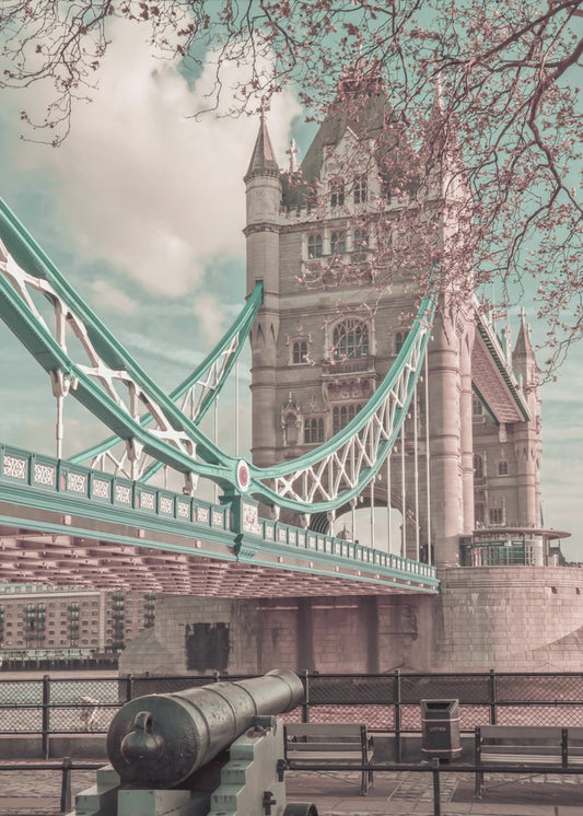 LONDON Tower Bridge in Detail | urban vintage style Wall Artwork In Black Floating Frame