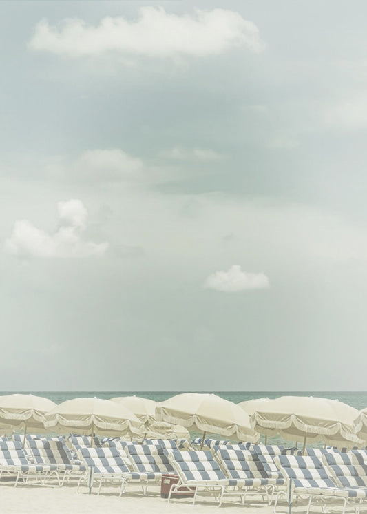 Vintage beach scene Wall Artwork In Black Floating Frame