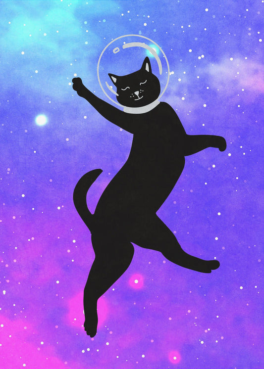 canvas prints Happy Space Cat24X36inches- Black Frame