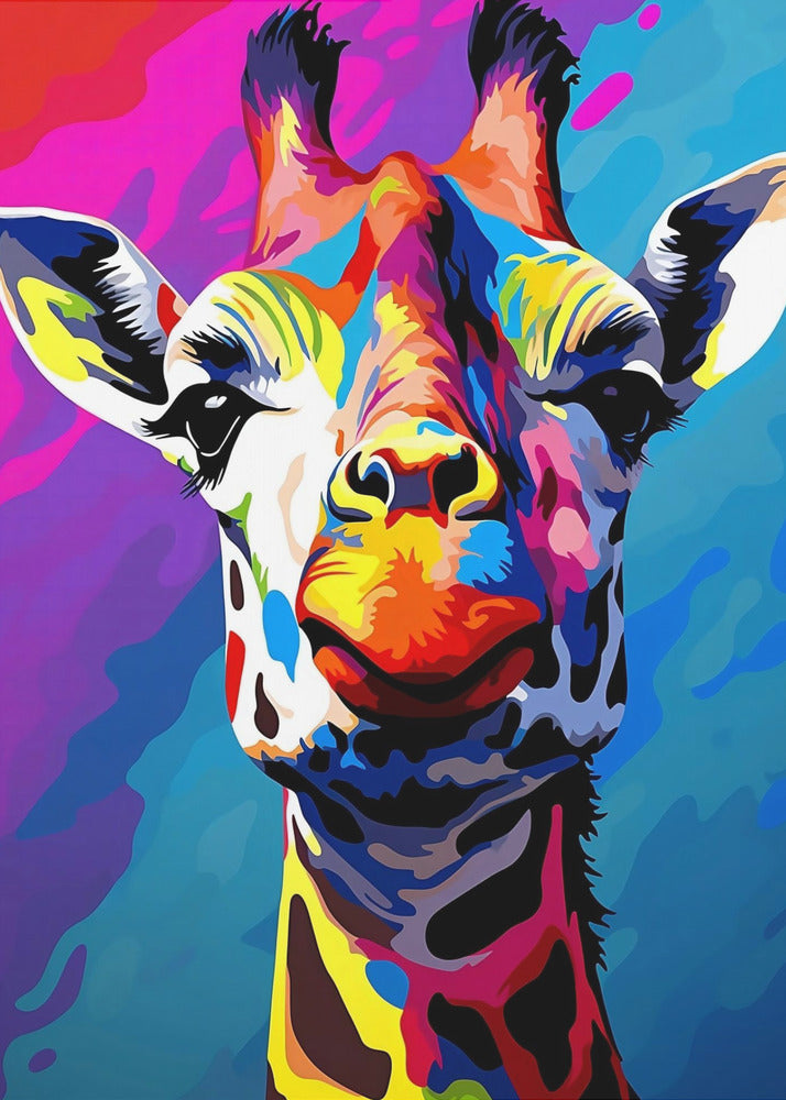 Giraffe Pop Art Wall Artwork In Black Floating Frame