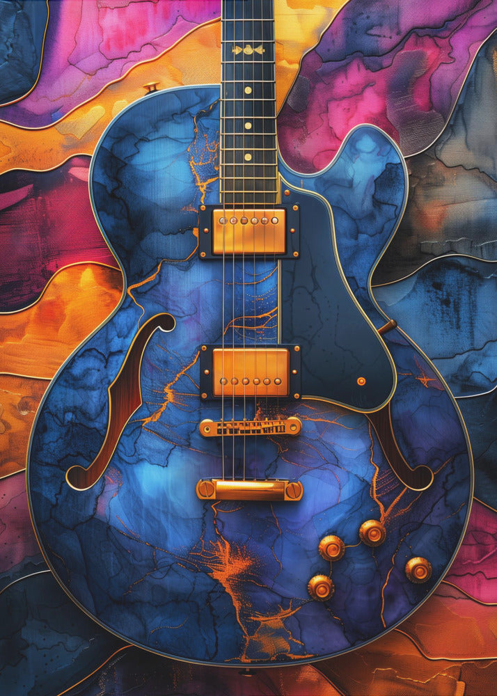 Music Guitar 8 Wall Artwork In Black Floating Frame
