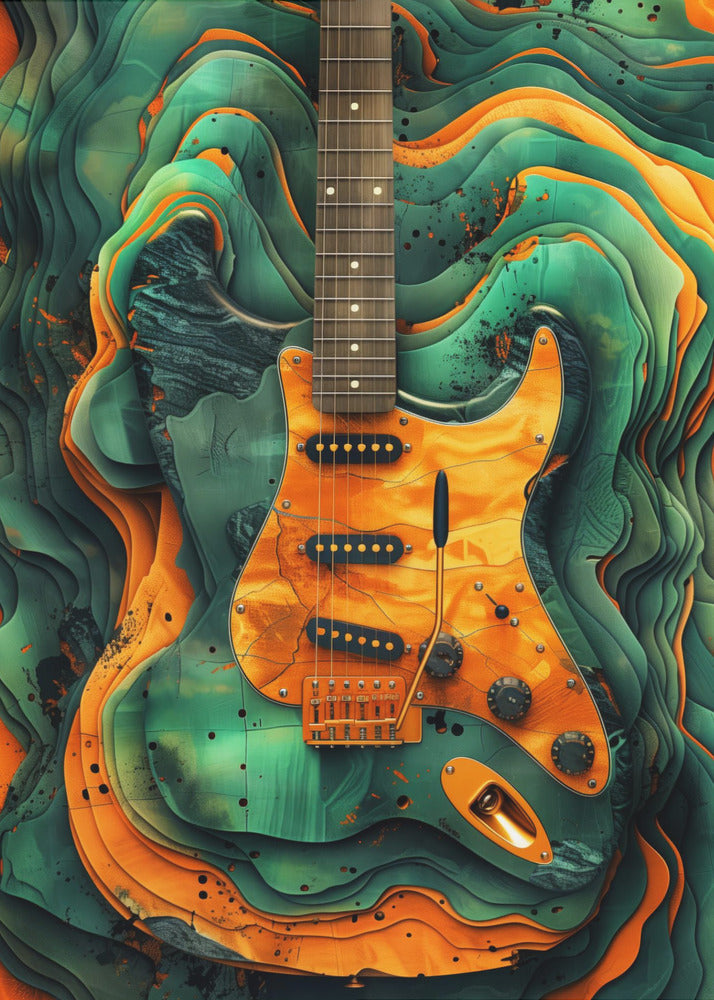 Music Guitar 7 Wall Artwork In Black Floating Frame