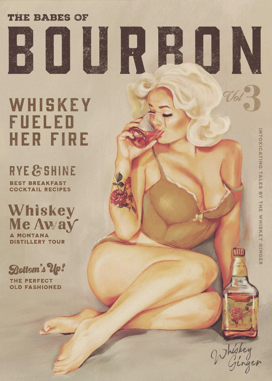 Babes of Bourbon Vol 3 Sexy Vintage Pin Up Girl Drinking Whiskey