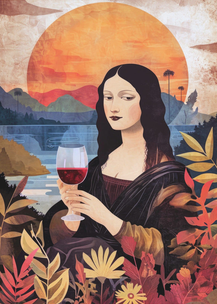 canvas prints Mona Lisa Chill Out  Watercolor Digital Painting24X36inches- Black Frame