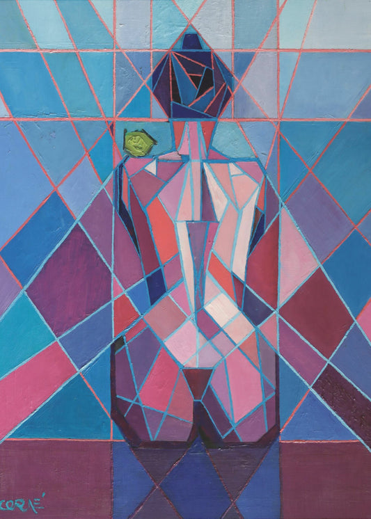 Cubist Woman (2010) Wall Artwork In Black Floating Frame