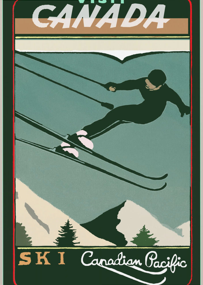 Wall art Winter Tourism: Vintage Ski Canada Poster-24X36inches-In Black Floating Frame