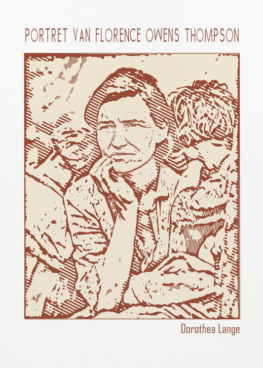 canvas prints Line Art Minimalist – Portret Van Florence Owens Thompson – Dorothea Lange24X36inches- Black Frame