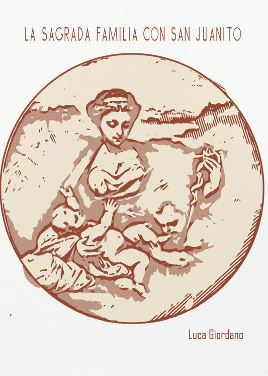 canvas prints Line Art Minimalist – La Sagrada Familia Con San Juanito – Luca Giordano24X36inches- Black Frame