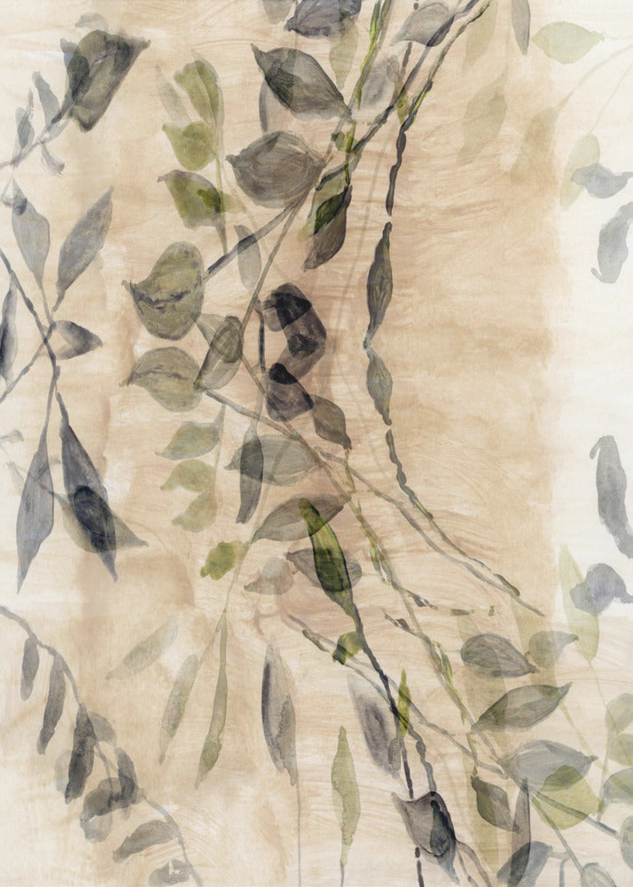 Artwork- Colour Washed Leaves No4-16X20inches-In Black Floating Frame