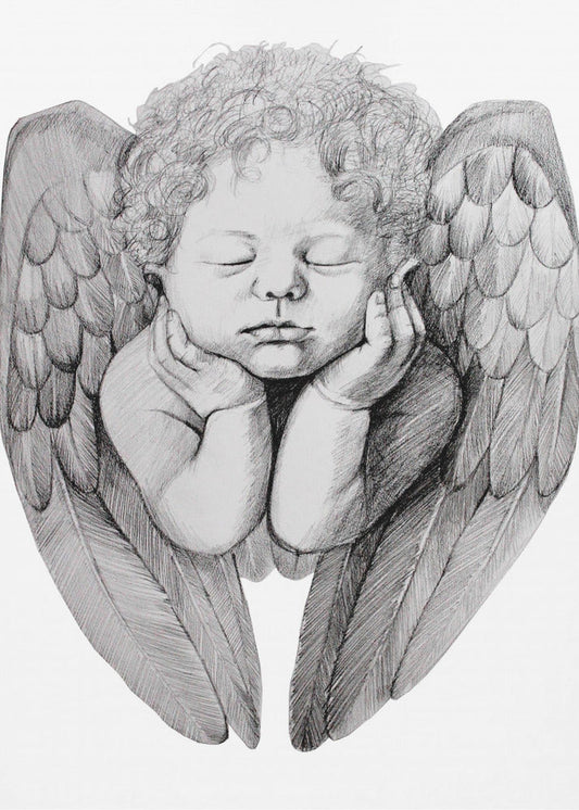 canvas prints Sleeping Cherub With Curly Hair24X36inches- Black Frame