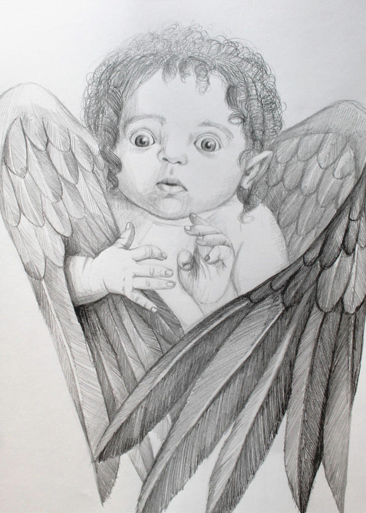 canvas prints Surprised Little Cherub24X36inches- Black Frame