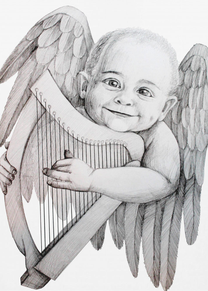 canvas prints Joyfully Playing A Harp24X36inches- Black Frame