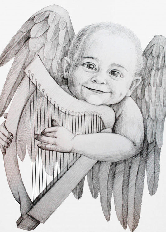 canvas prints Joyfully Playing A Harp24X36inches- Black Frame