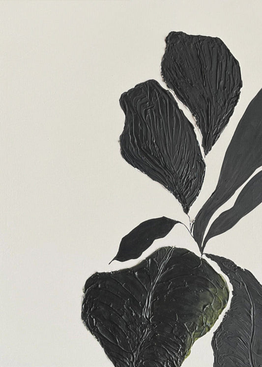 Artwork- Floral Abstract 2-16X20inches-In Black Floating Frame