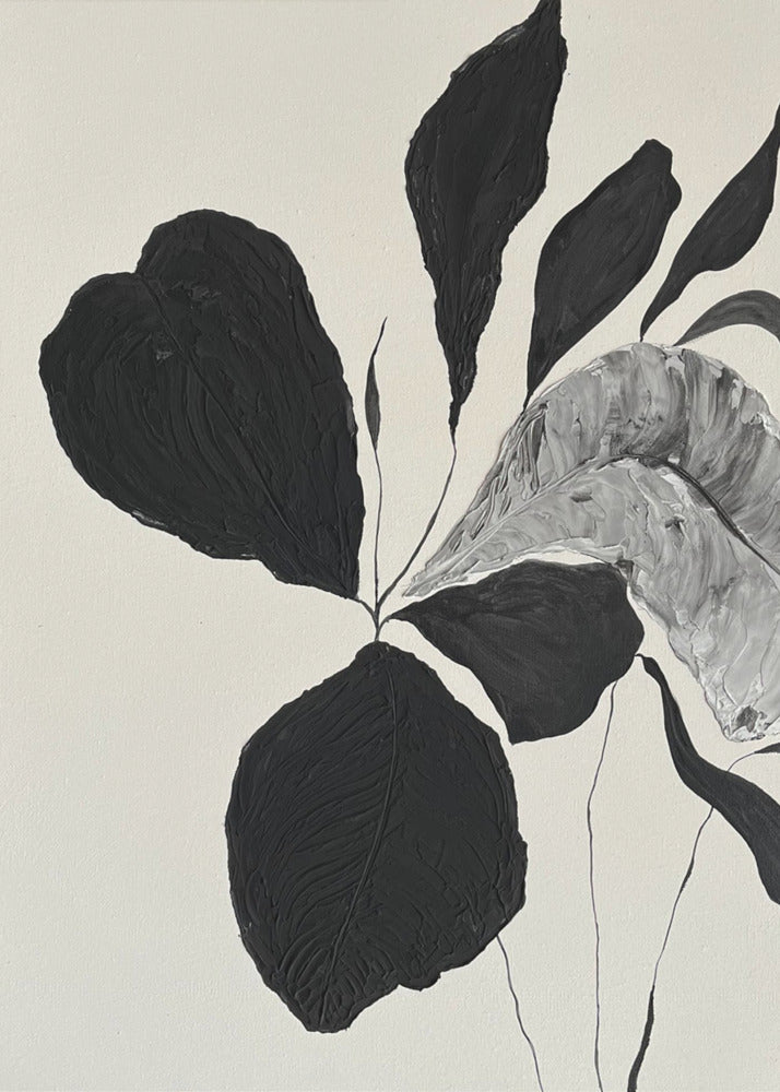 Artwork- Floral Abstract 3-16X20inches-In Black Floating Frame