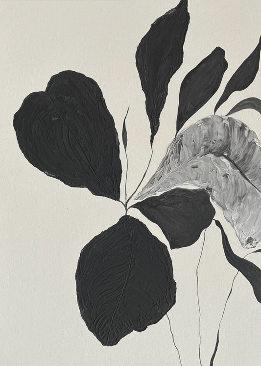 Artwork- Floral Abstract 3-16X20inches-In Black Floating Frame