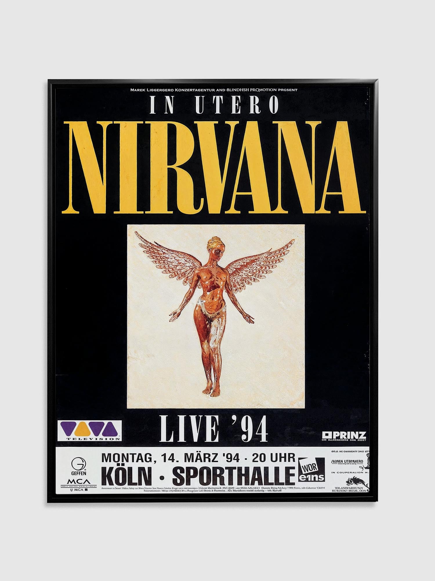vintage nirvana poster with floating frame