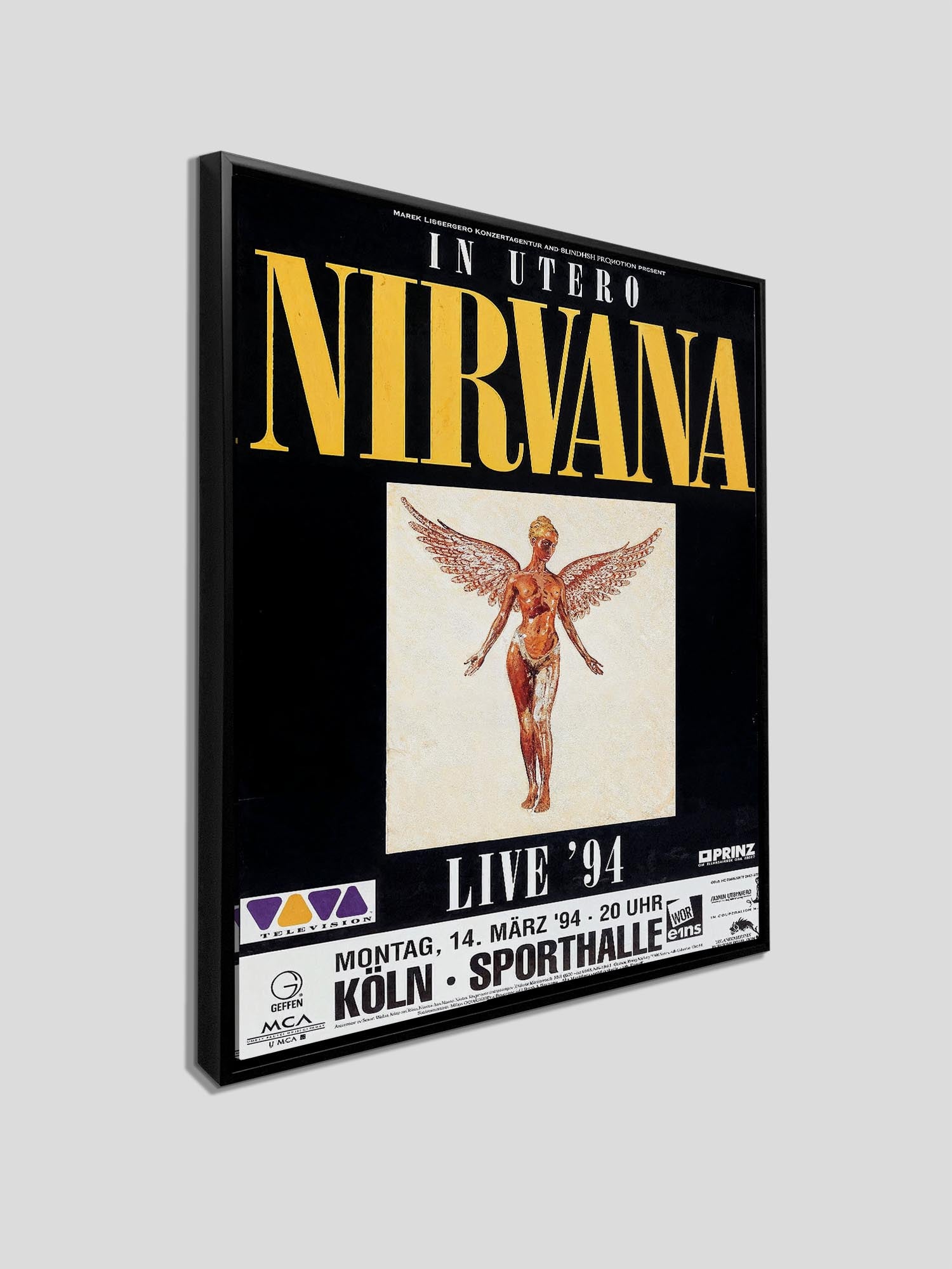 sample vintage nirvana poster with black frame