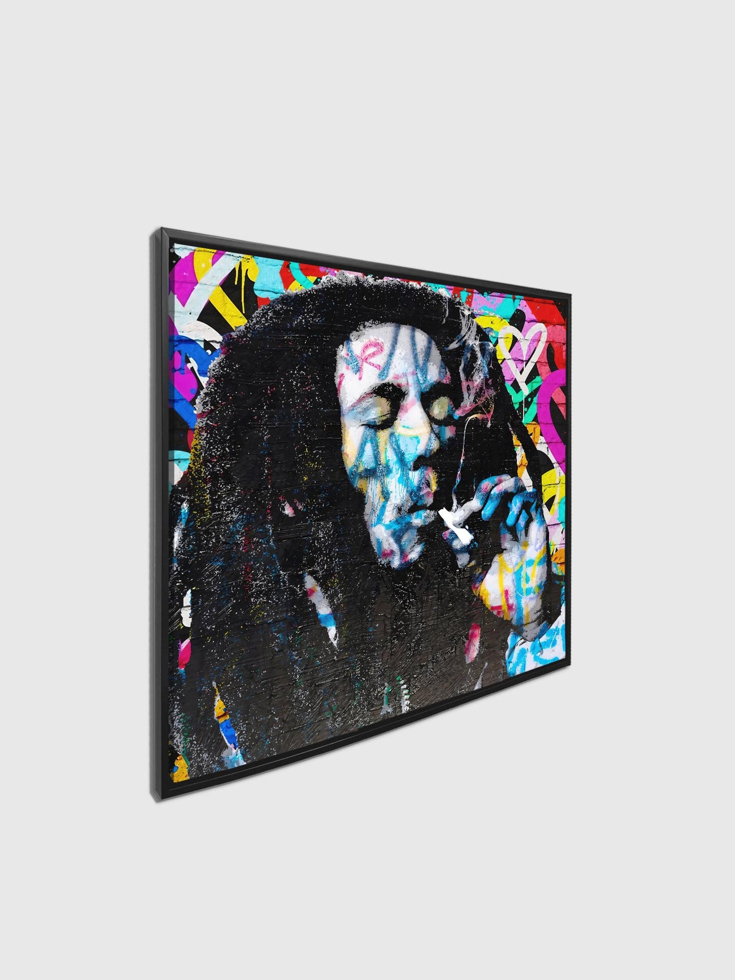 wall art bob marley in black floating frame