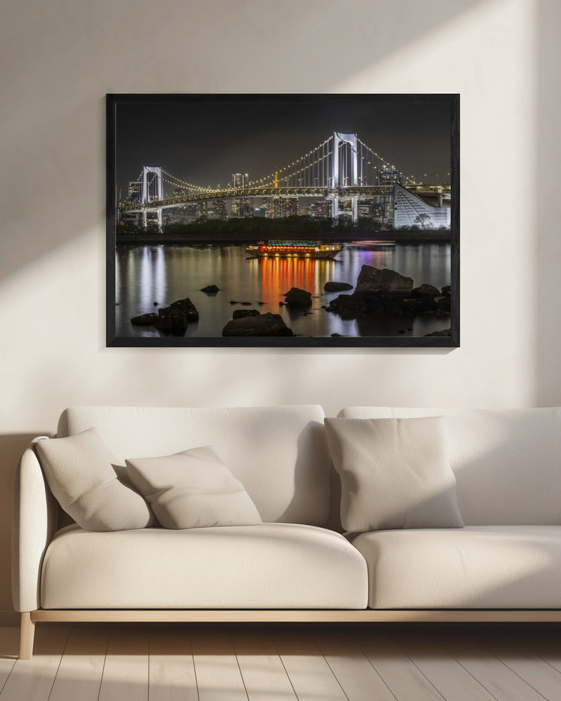 Charming Rainbow Bridge with Tokyo Skyline in the evening - Panorama Wall Artwork 0