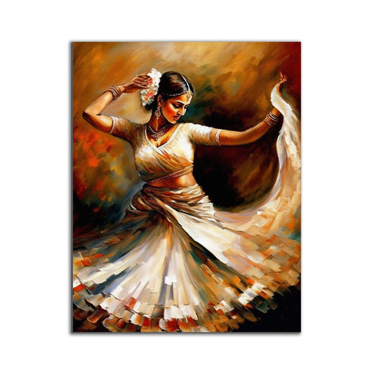 Wall Art- Dance in orange -Fine Art - Gold varnish- Canvas Print