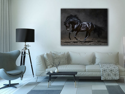 Black Majestic Horse - Wildlife Canvas Art - Diamond varnish