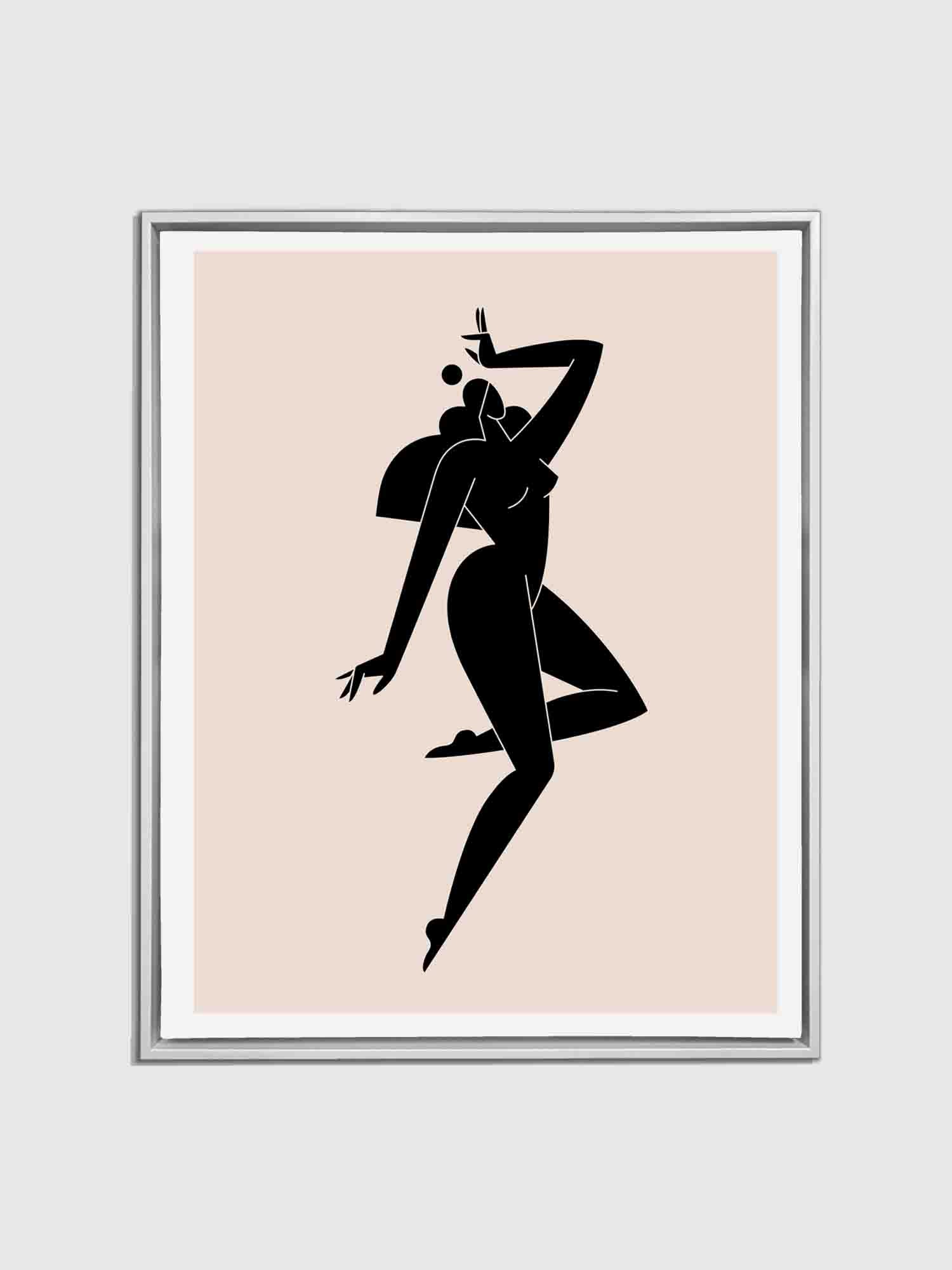 sample woman silhouette artwork in white frame