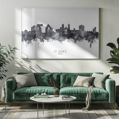 Wall art St John's Canada Skyline-20X16inches-In White Floating Frame