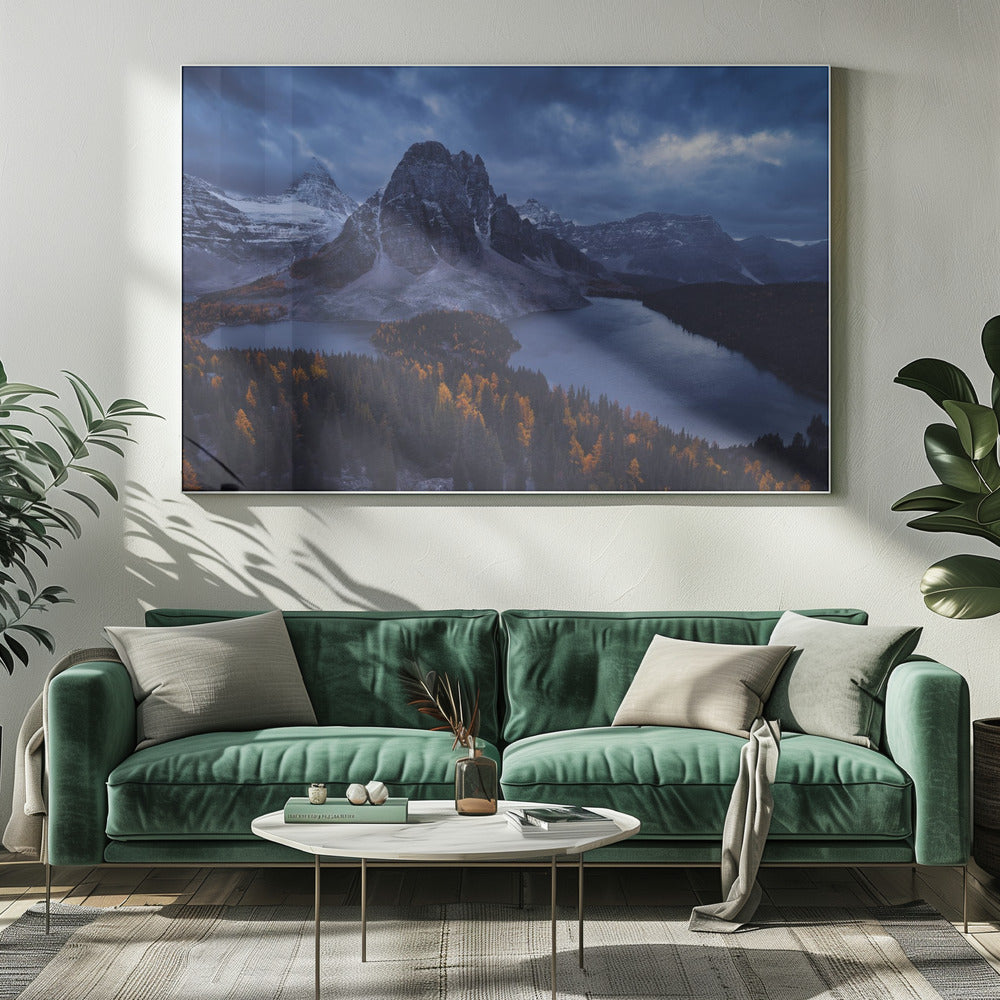 Wall art Mt Assiniboine: Amidst A Snow Storm-20X16inches-In White Floating Frame