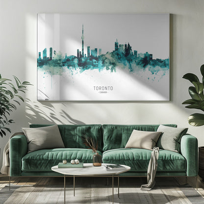 Wall art Toronto Canada Skyline-20X16inches-In White Floating Frame
