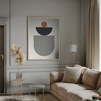 Wall art Geometric Shapes with a Black Semicircle