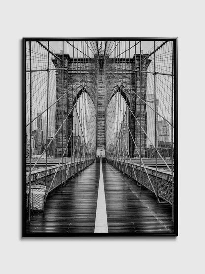 Brooklyn Bridge in Black & White-Skyline Wall decor- Silver varnish