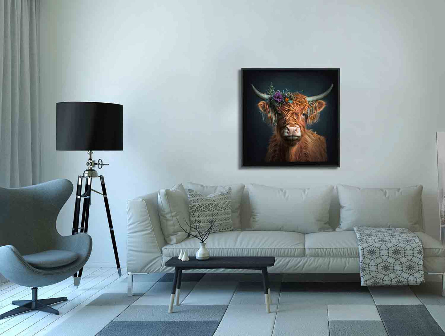 Nature Wall Art-The Bison and Flowers-Canvas Print