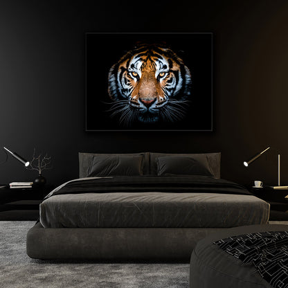 Tiger Head-Wildlife Canvas Art - Hand applied gold varnish