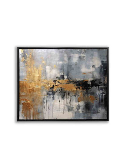 Autumn abstract canvas print-Minimalist art gold, beige, black and white